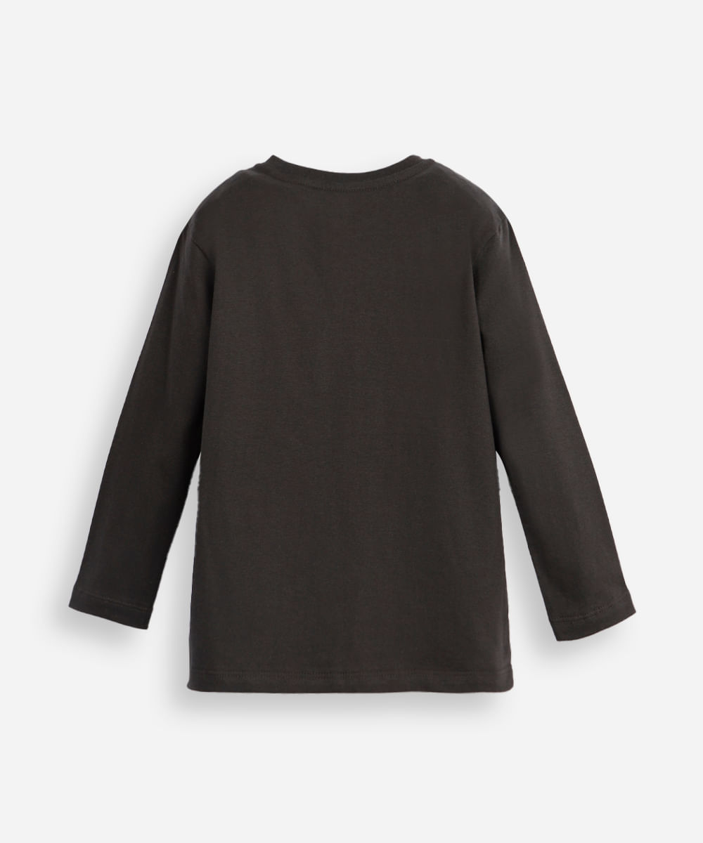 blusa de algodão infantil manga longa stitch cinza