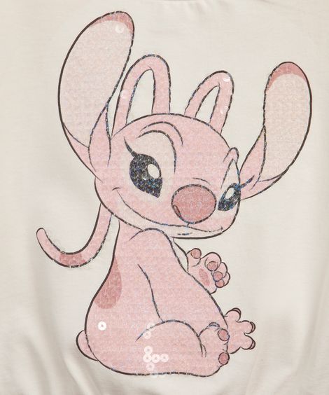 blusa de algodão infantil manga longa com paetê angel off white