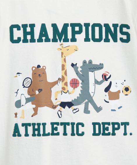 camiseta de algodão infantil manga curta bichinhos champions cinza