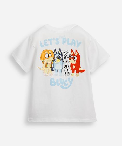 camiseta de algodão infantil manga curta bluey off white
