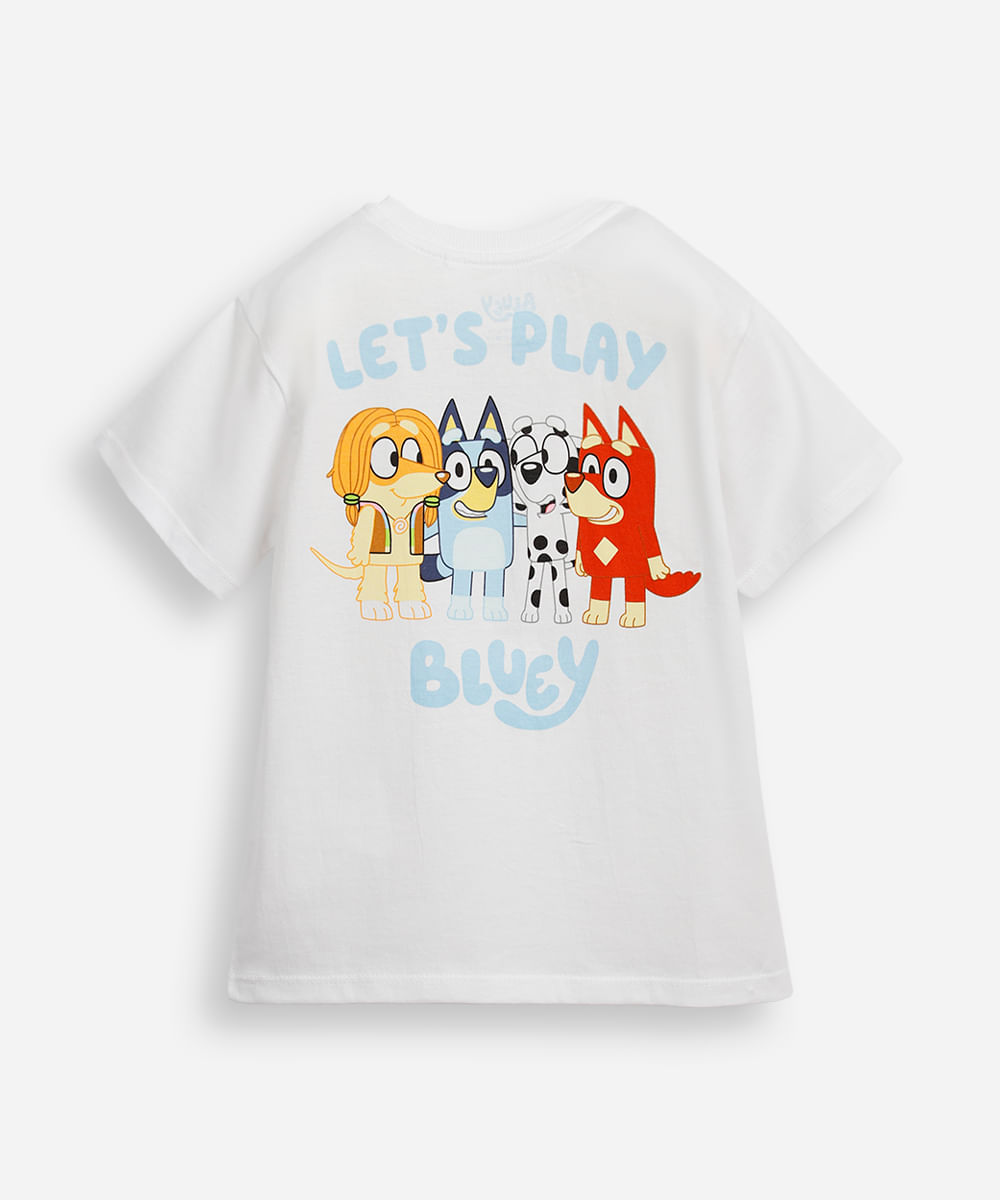 camiseta de algodão infantil manga curta bluey off white