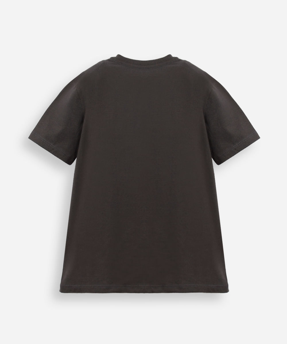 camiseta de algodão infantil manga curta stitch cinza
