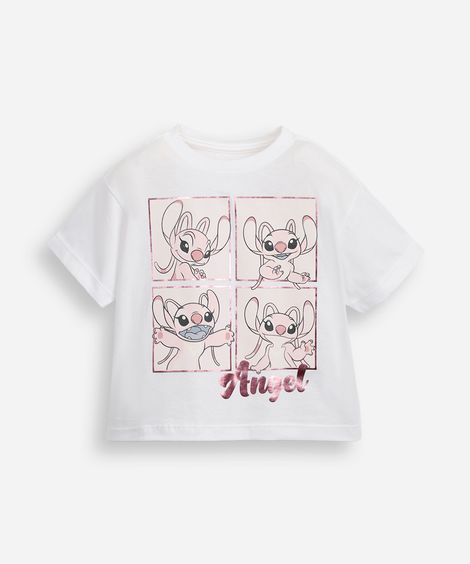camiseta de algodão infantil manga curta angel off white