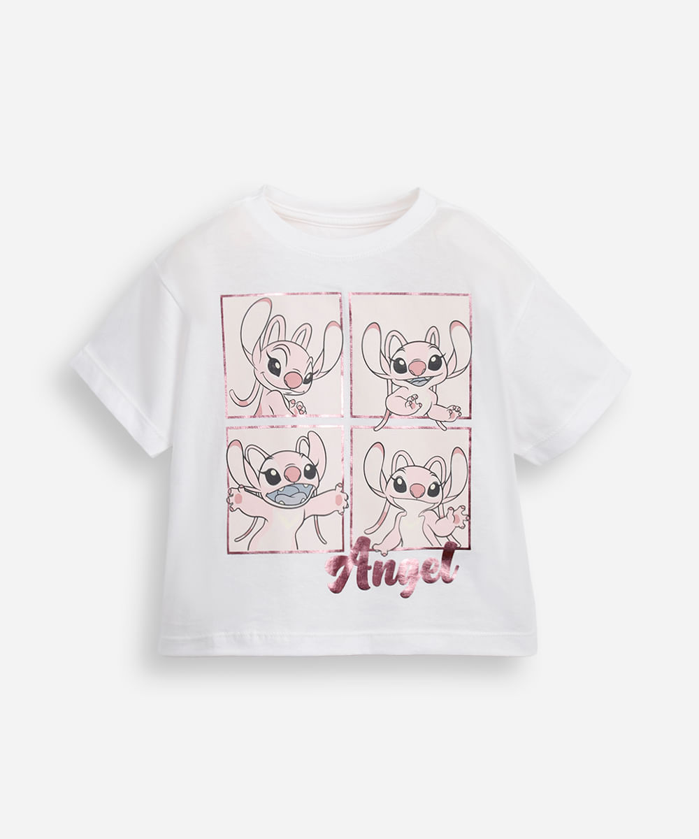 camiseta de algodão infantil manga curta angel off white