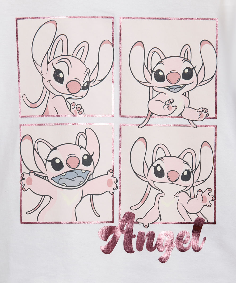 camiseta de algodão infantil manga curta angel off white
