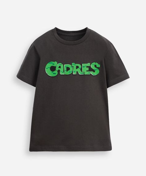 camiseta de algodão infantil manga curta cadres minecraft cinza