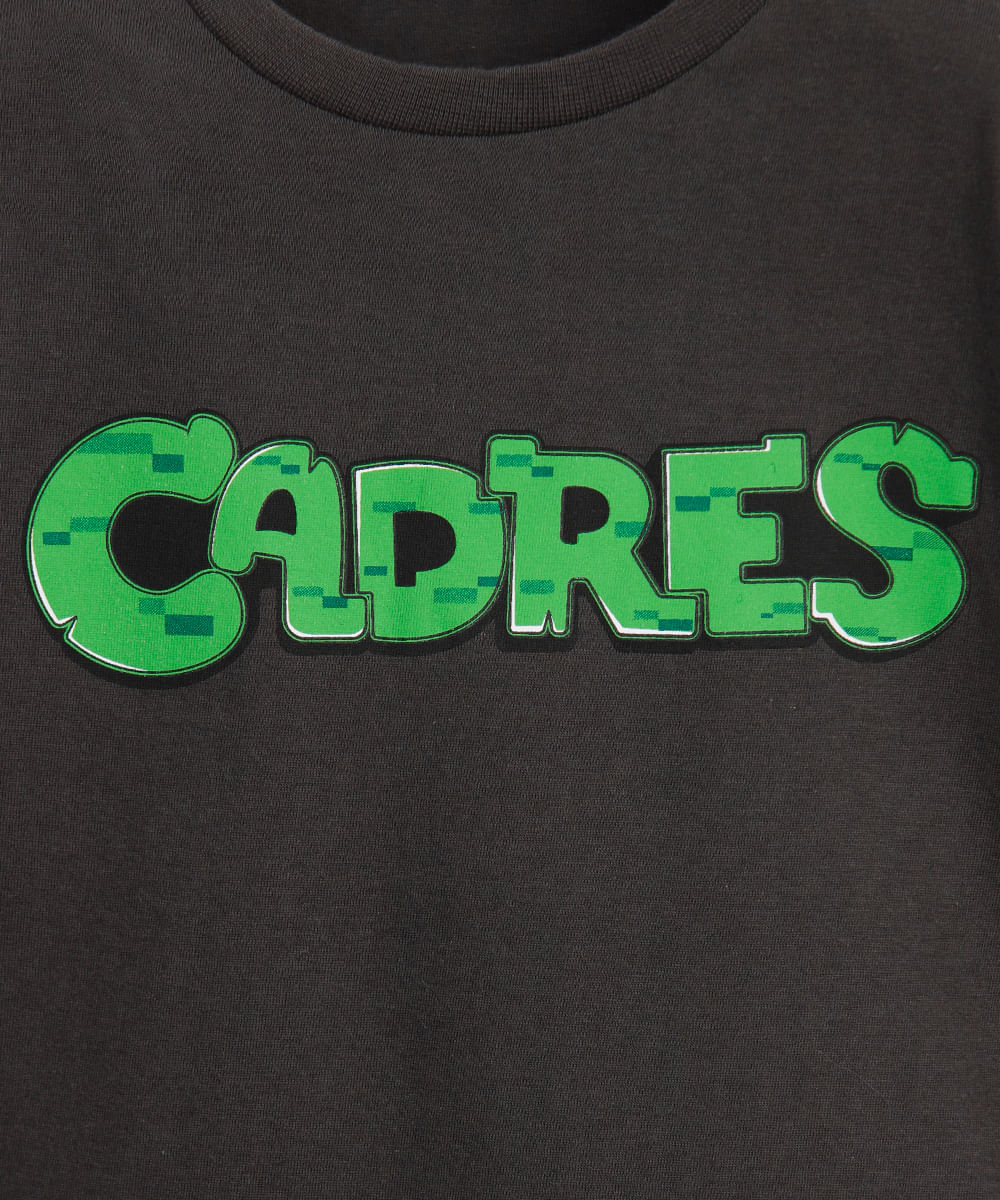 camiseta de algodão infantil manga curta cadres minecraft cinza