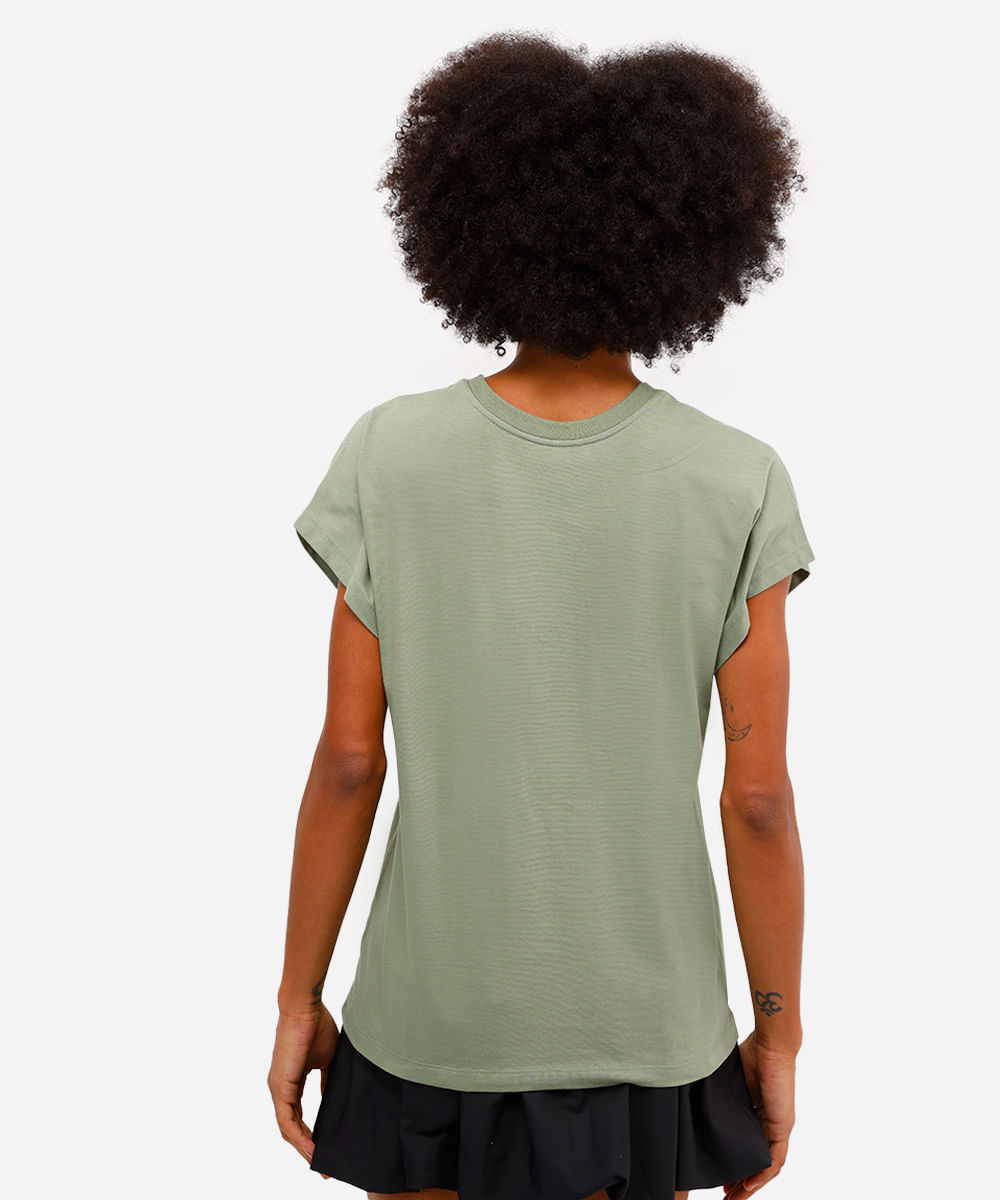 blusa feminina de algodão manga curta verde