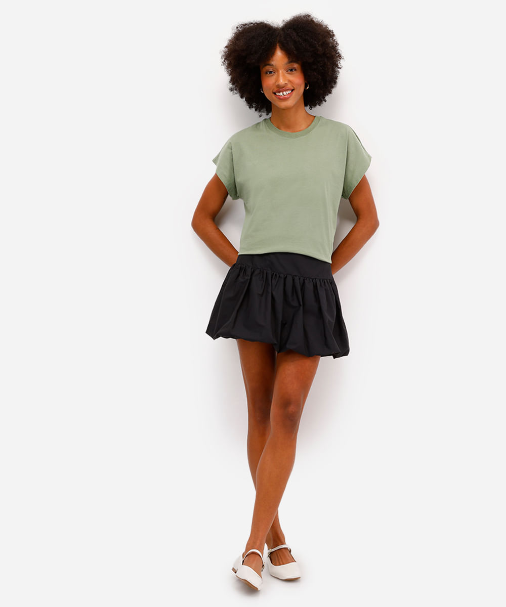 blusa feminina de algodão manga curta verde