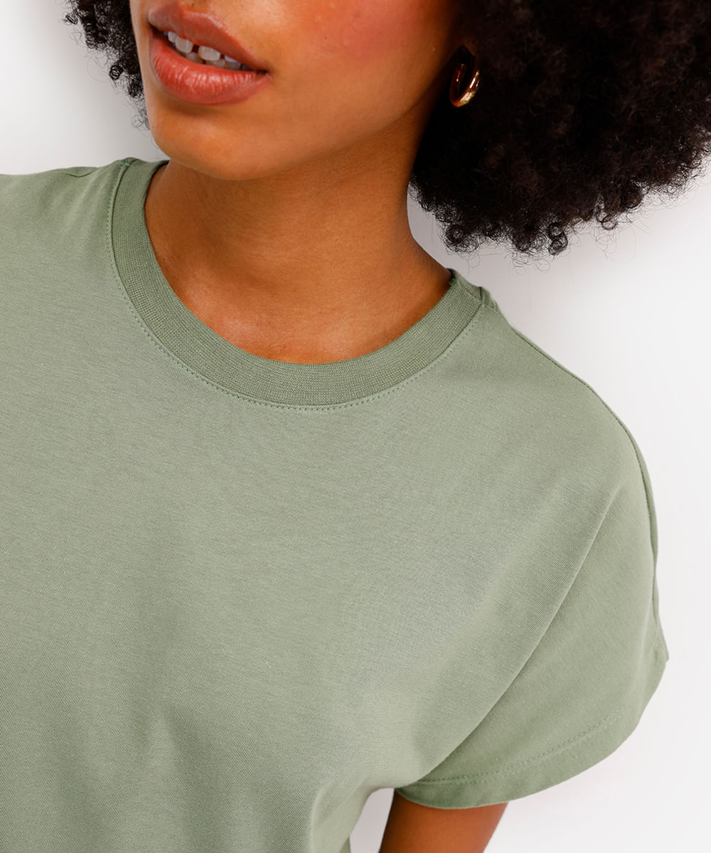 blusa feminina de algodão manga curta verde