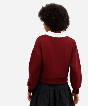 blusa feminina de moletom paris manga longa vinho