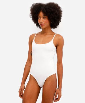 body feminino de poliamida alça fina off white