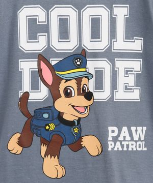 camiseta de algodão infantil patrulha canina azul