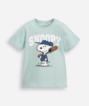 camiseta de algodão infantil texturizada snoopy verde