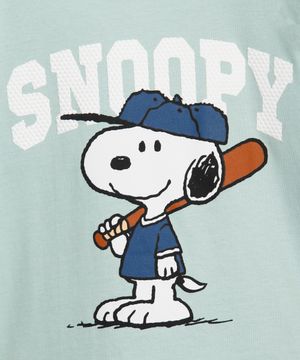 camiseta de algodão infantil texturizada snoopy verde