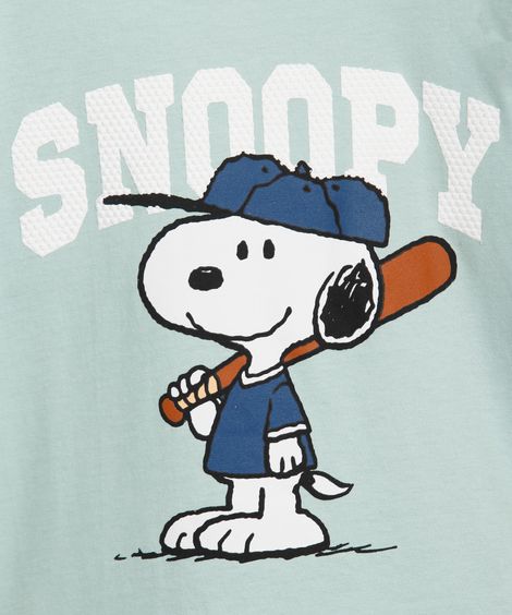 camiseta de algodão infantil texturizada snoopy verde