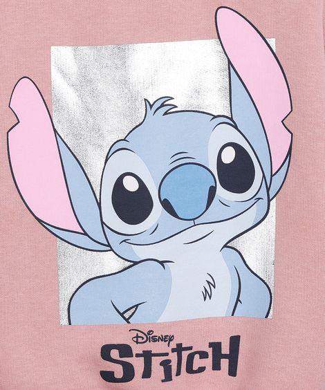 blusão de moletom infantil stitch rosa