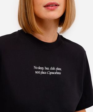 camiseta unissex de algodão copacabana preta