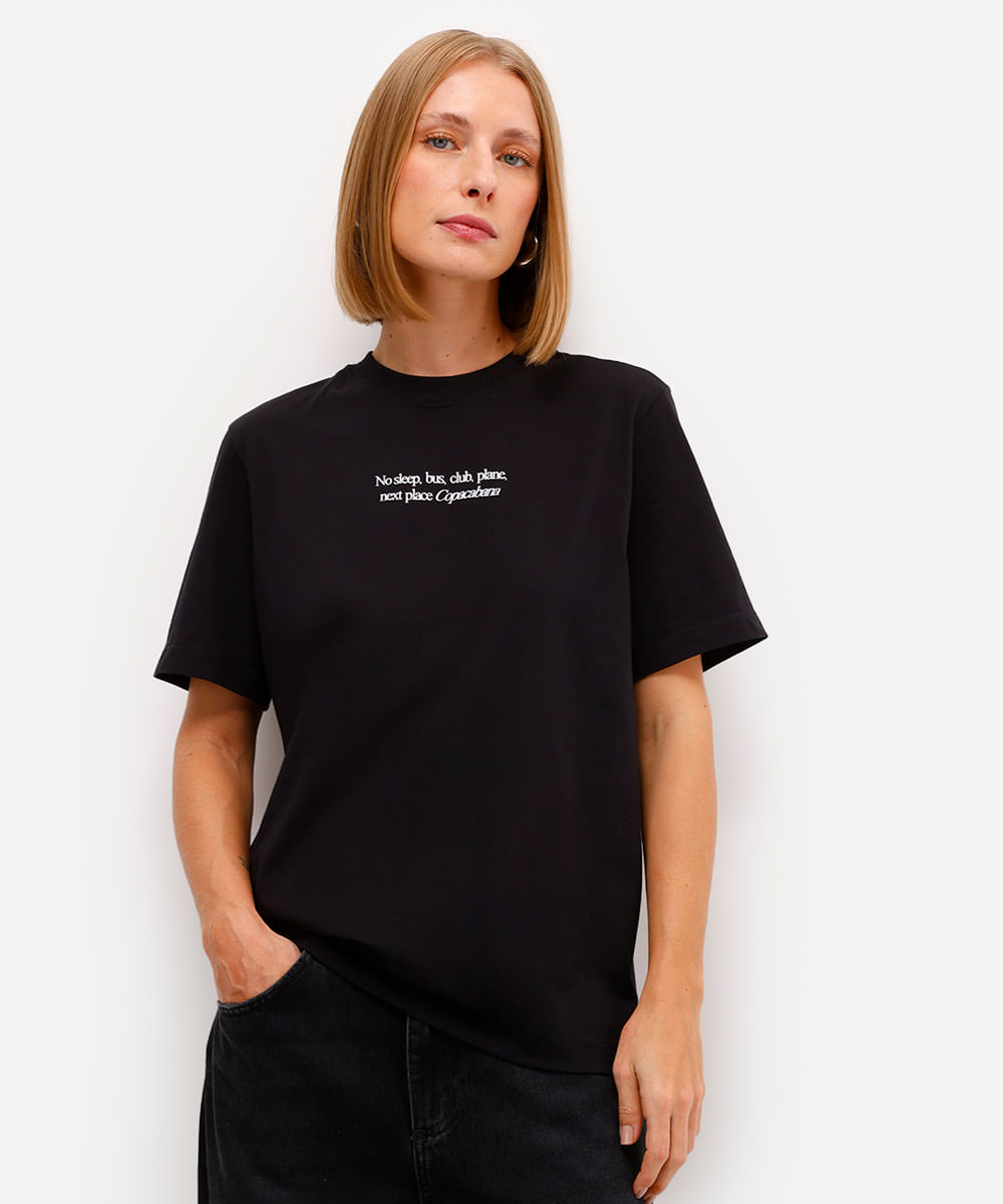 camiseta unissex de algodão copacabana preta
