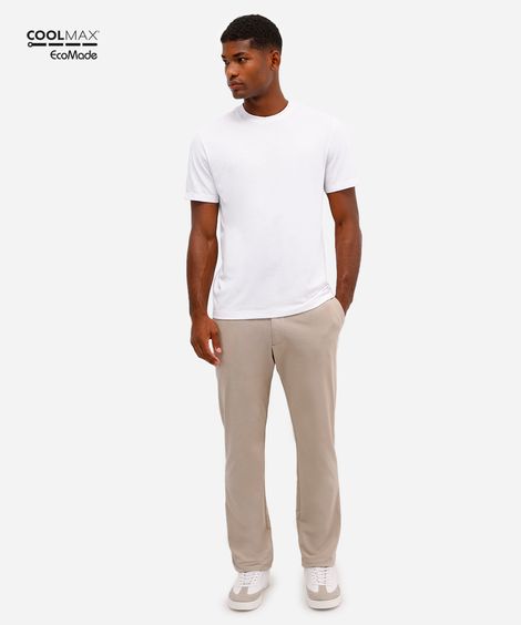 calça reta masculina de alfaiataria coolmax bege