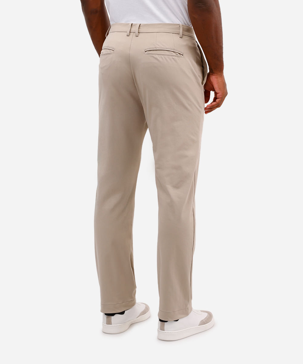 calça reta masculina de alfaiataria coolmax bege