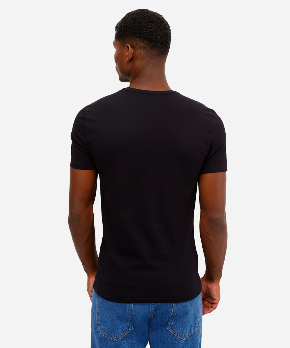 camiseta masculina manga curta coolmax preta