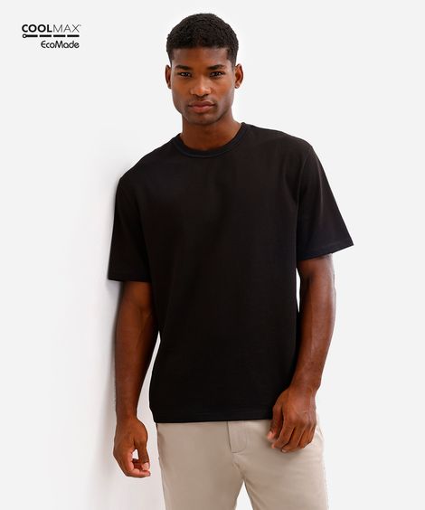 camiseta relaxed masculina de algodão coolmax preta