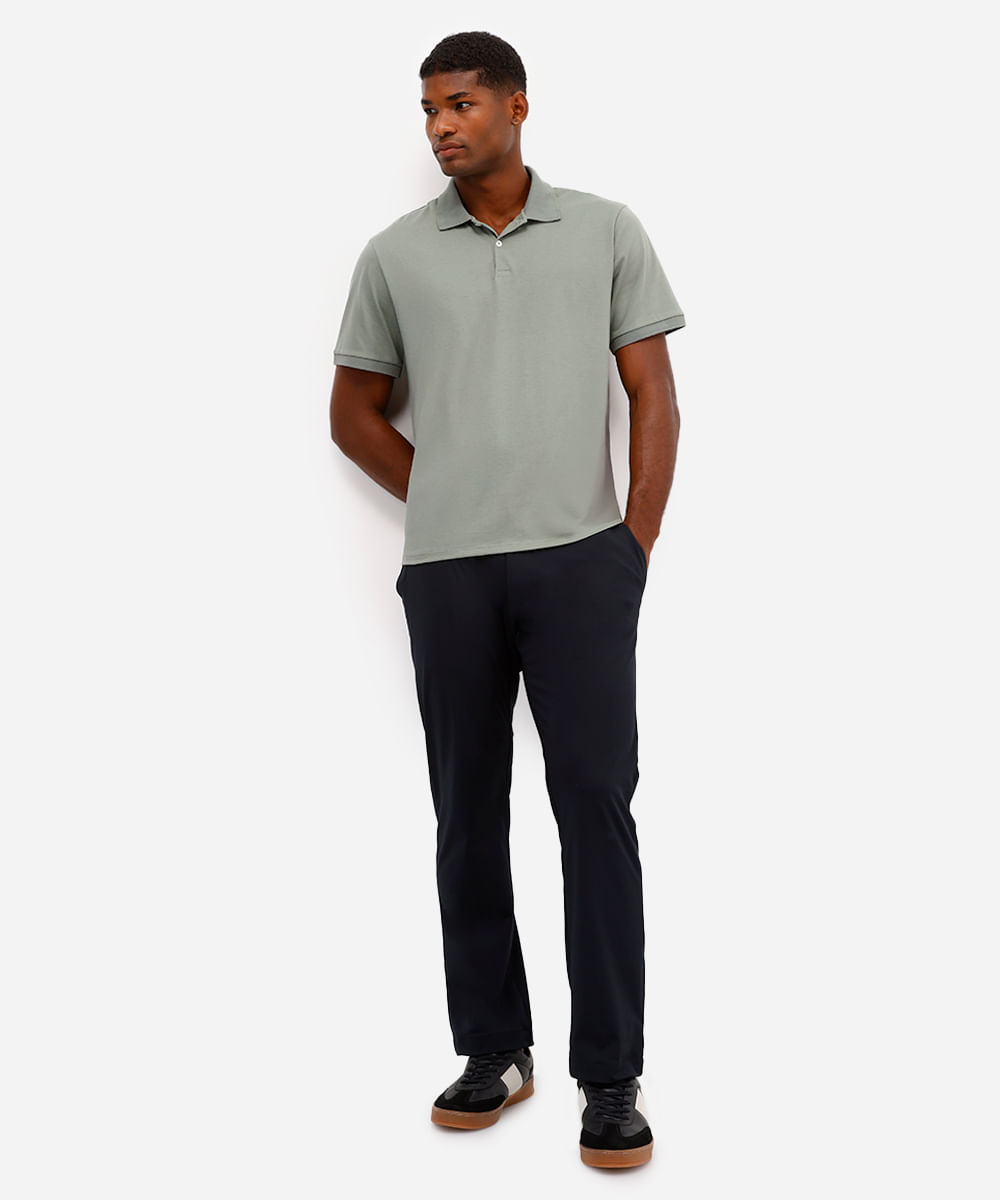 polo comfort masculina manga curta coolmax verde
