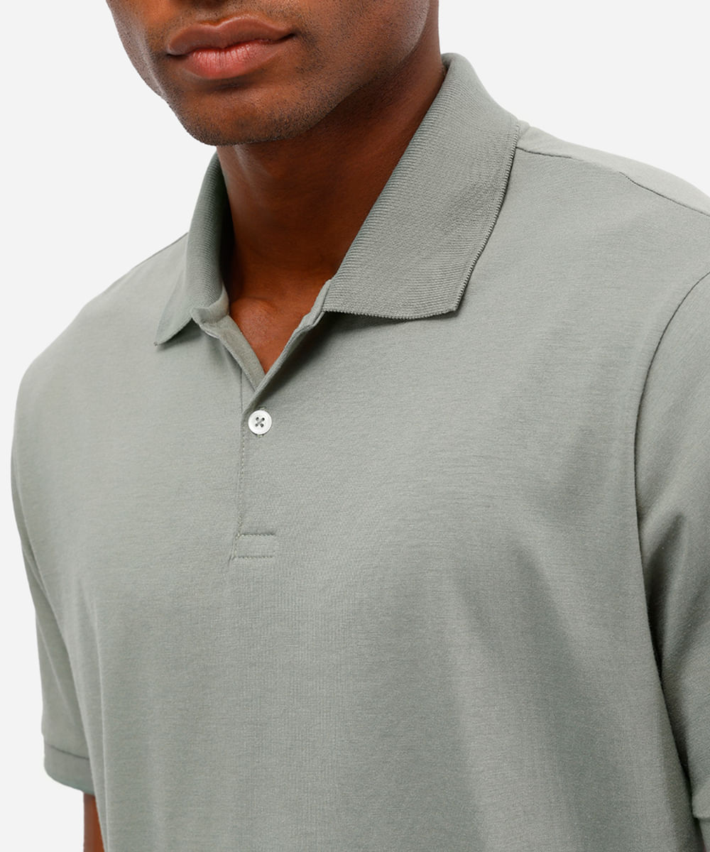 polo comfort masculina manga curta coolmax verde