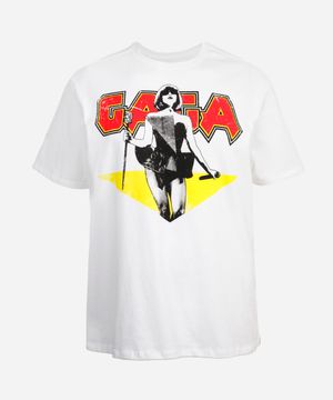 camiseta unissex de algodão lady gaga plus size - off white