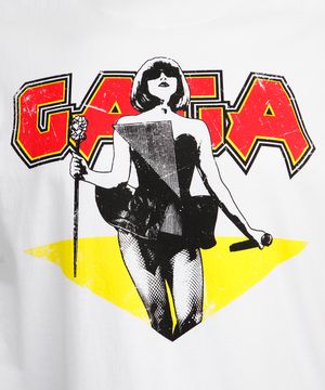 camiseta unissex de algodão lady gaga plus size - off white