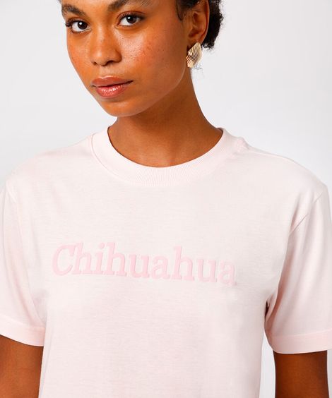camiseta feminina de algodão chihuahua mindset rosa