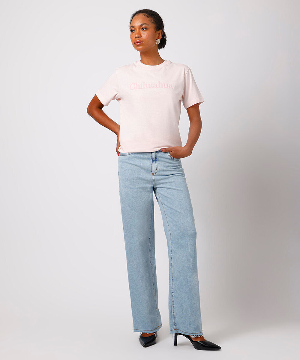 camiseta feminina de algodão chihuahua mindset rosa