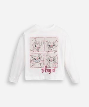 blusa de algodão infantil manga longa angel off white