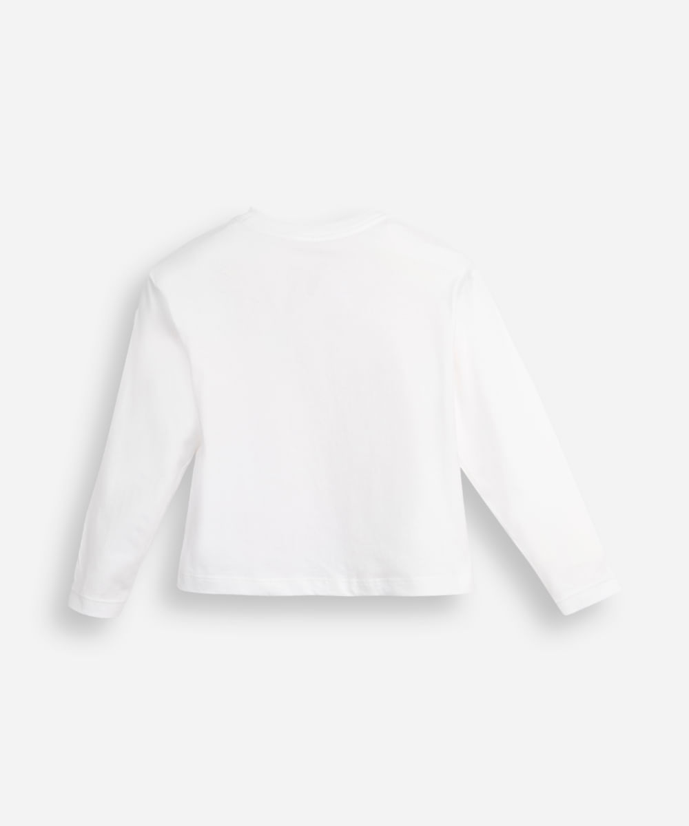 blusa de algodão infantil manga longa angel off white