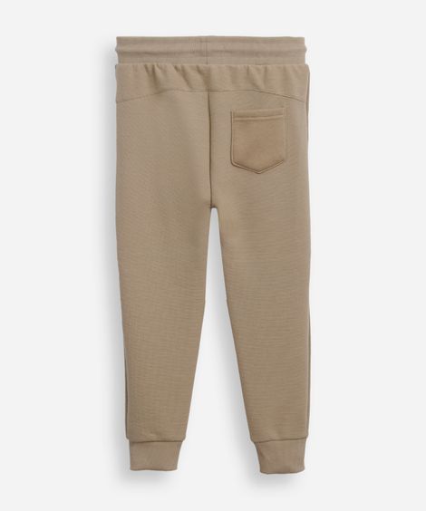 calça jogger infantil de algodão texturizada bege