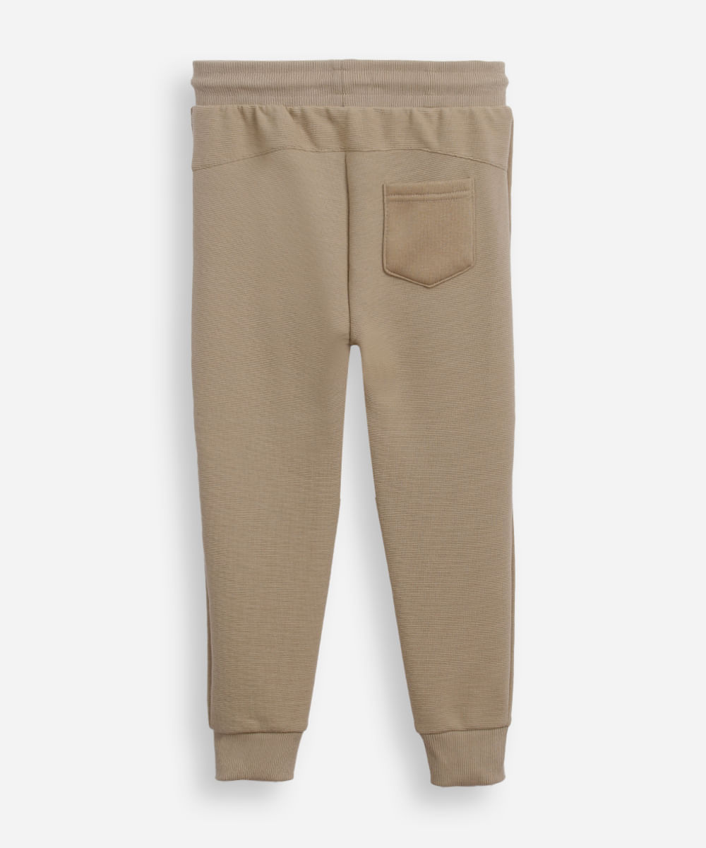 calça jogger infantil de algodão texturizada bege
