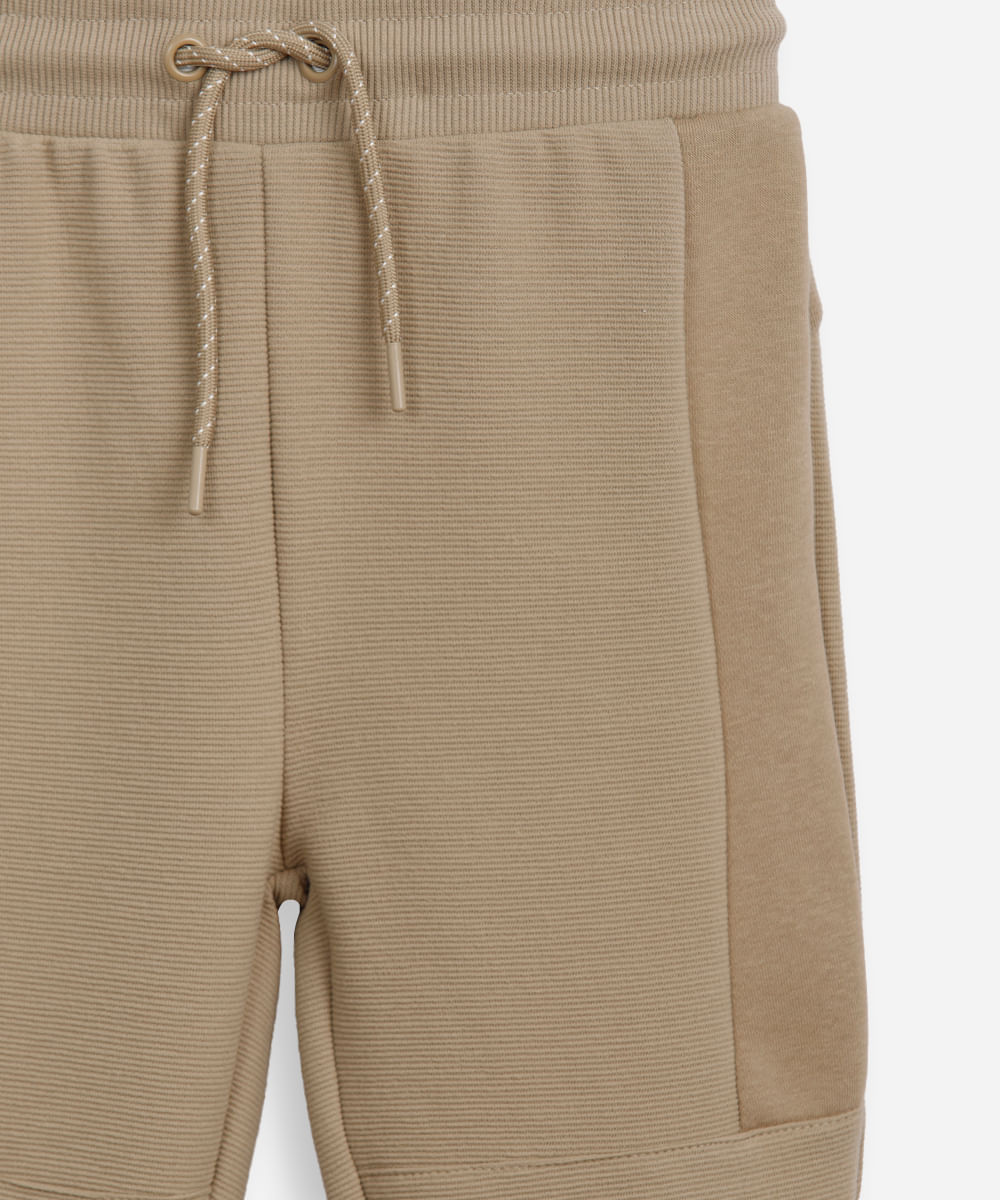calça jogger infantil de algodão texturizada bege
