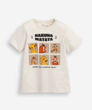 camiseta de algodão infantil hakuna matata bege