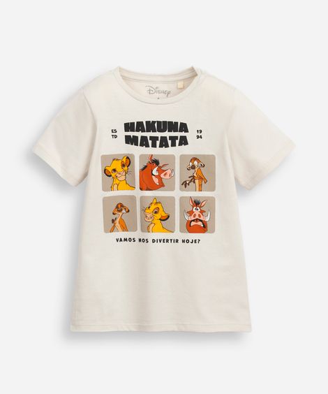 camiseta de algodão infantil hakuna matata bege