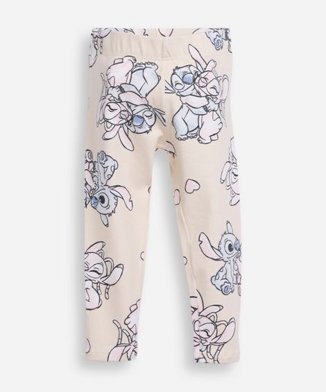 calça legging infantil stitch e angel bege