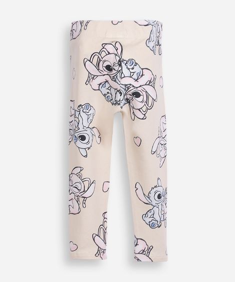 calça legging infantil stitch e angel bege