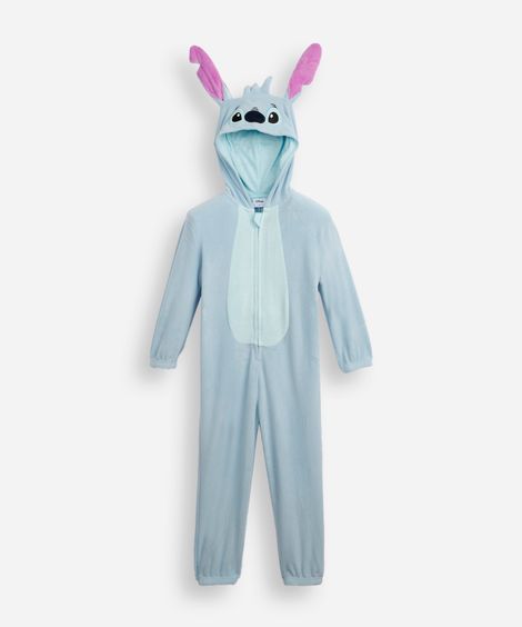 pijama macacão longo infantil stitch azul
