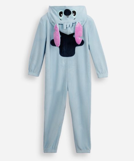 pijama macacão longo infantil stitch azul