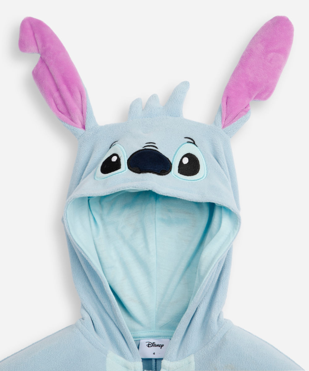 pijama macacão longo infantil stitch azul