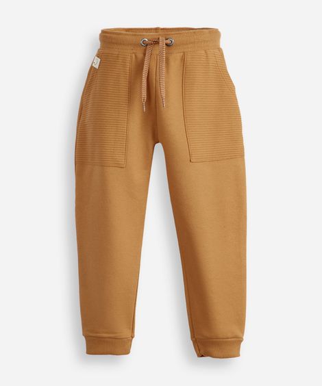 calça jogger infantil de moletom cós com cordão marrom