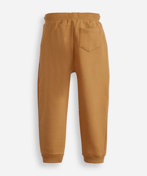 calça jogger infantil de moletom cós com cordão marrom