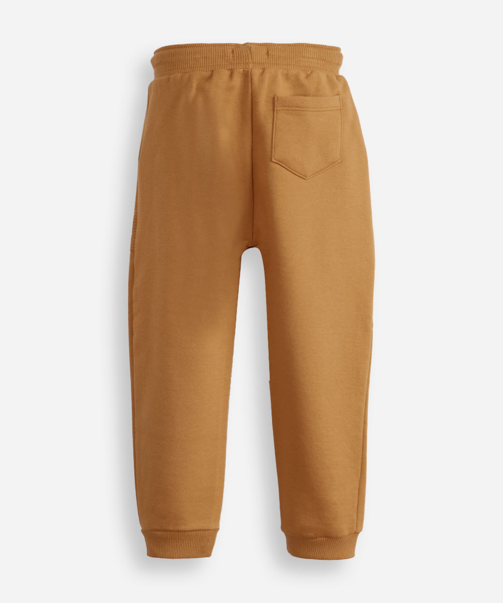 calça jogger infantil de moletom cós com cordão marrom