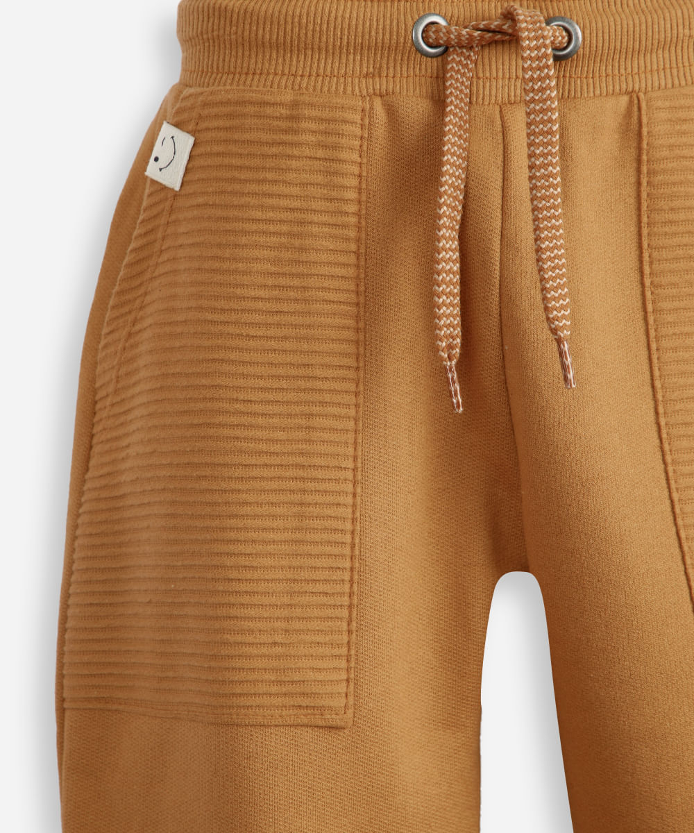 calça jogger infantil de moletom cós com cordão marrom