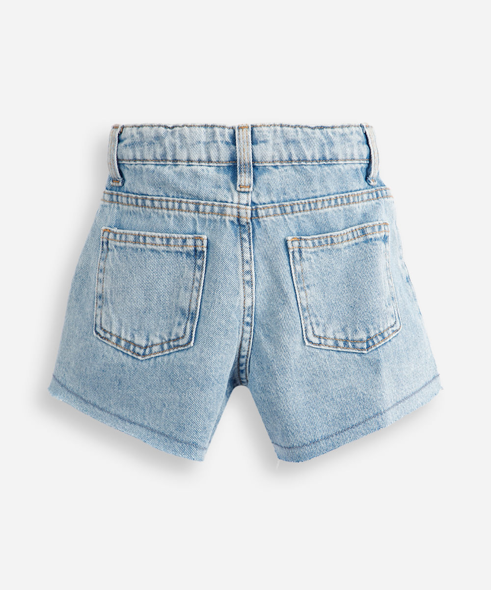 short curto infantil jeans azul